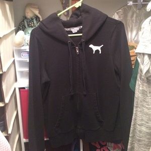 Victoria's Secret Pink Black Full Zip Sweatshirt