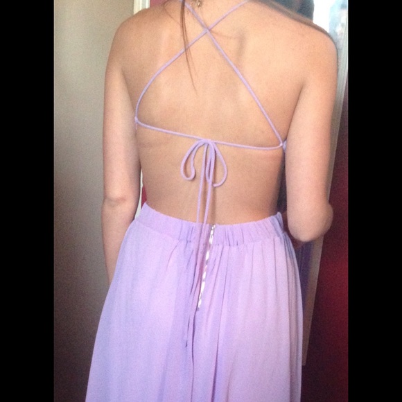 Light purple backless dress