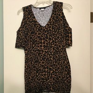 Venus cold shoulder leopard print tunic top.
