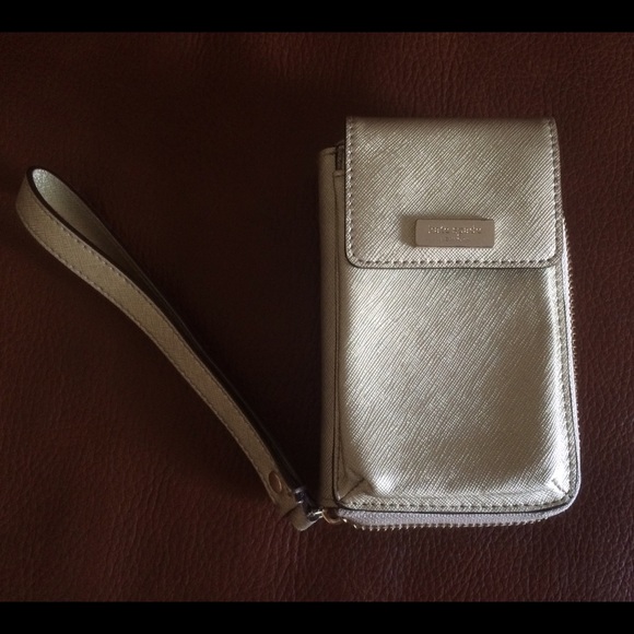 Gold Kate Spade wristlet/ID case - Picture 1 of 4