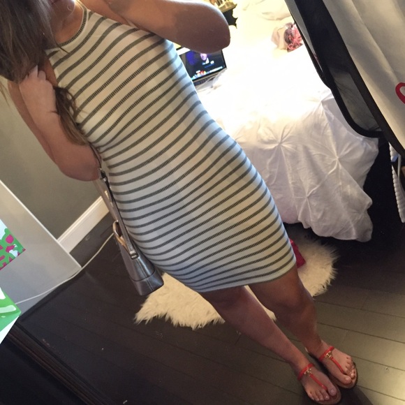 SOLD Striped Ribbed Fitted Tank Dress - Picture 2 of 4