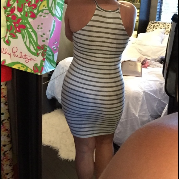 SOLD Striped Ribbed Fitted Tank Dress - Picture 3 of 4