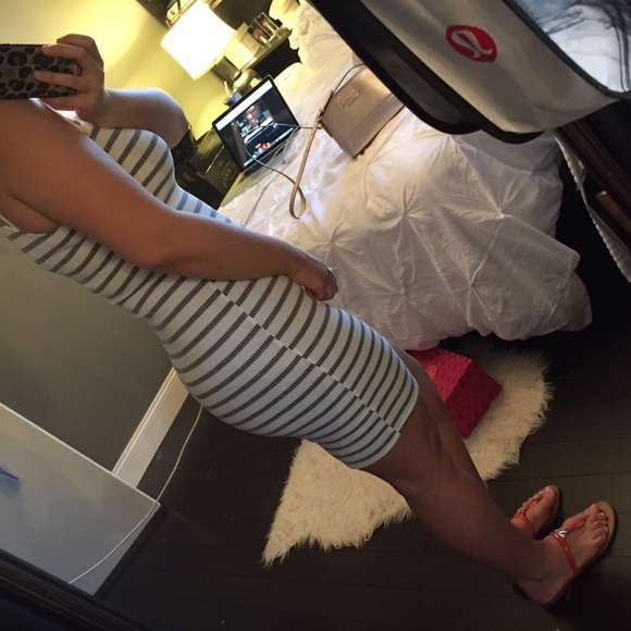 SOLD Striped Ribbed Fitted Tank Dress - Picture 4 of 4