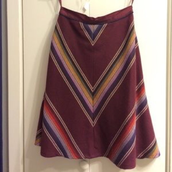 Anthropologie A-line Maroon Striped Skirt
