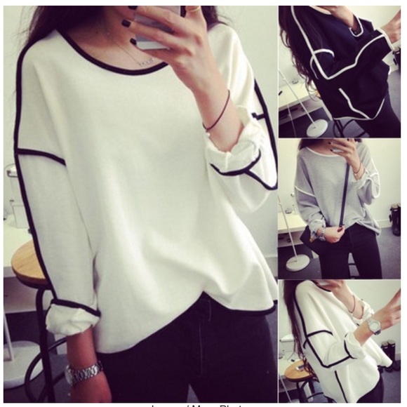 Black and white long sleeve top💋
