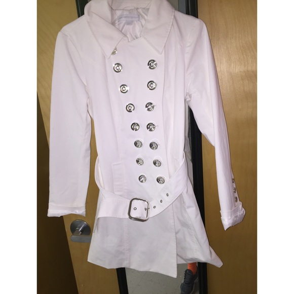 White Trench Coat with Silver Buttons