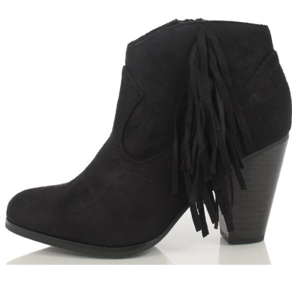 «Cowboy Fringe Stacked Heels Ankle Booties»