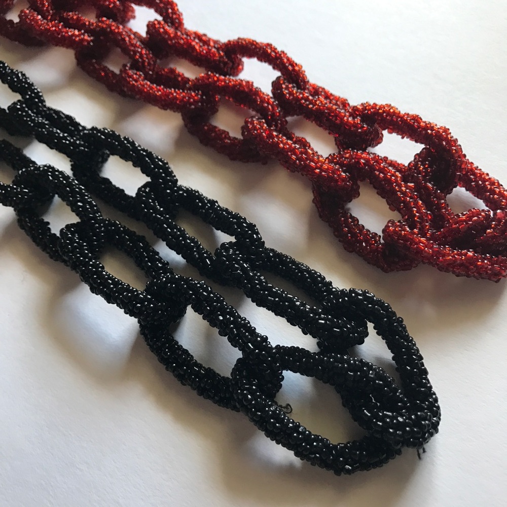 Necklace BUNDLE / Red & Black Beaded Chain (2)