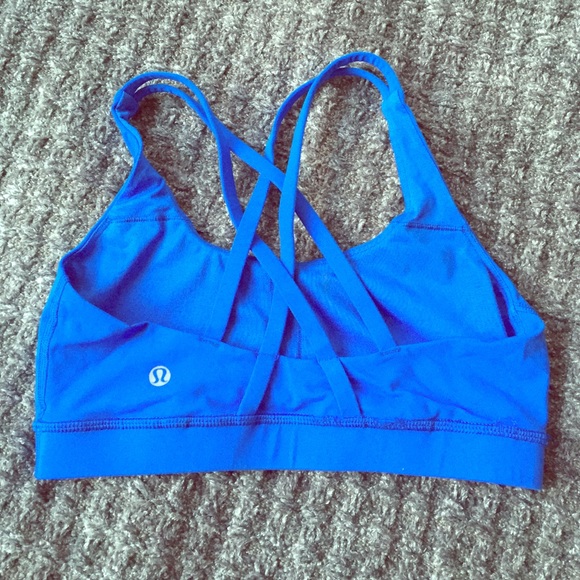 Lululemon blue criss cross back sports bra size 6