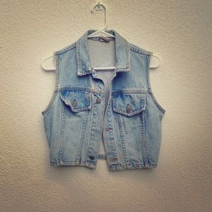 Cropped jean vest
