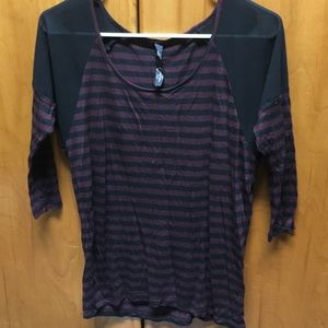 Maroon and black striped top