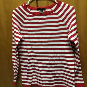 Red and white striped top