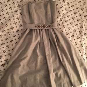 Gray Wool Strapless A-Line dress
