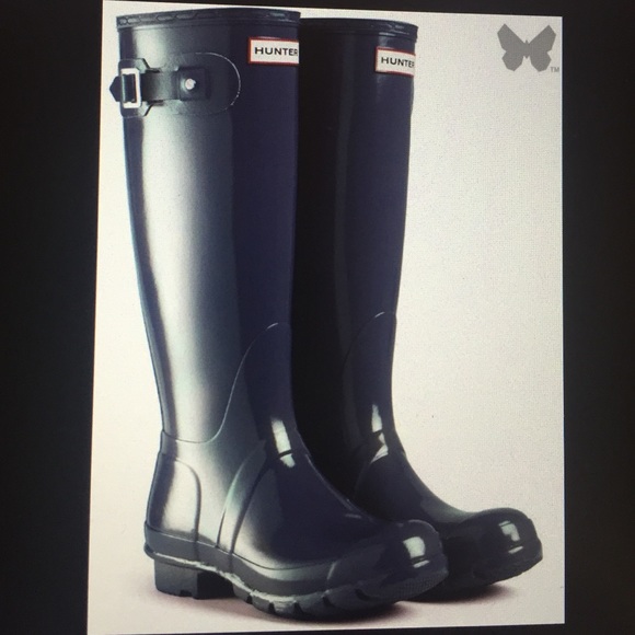 Navy hunter rain boots