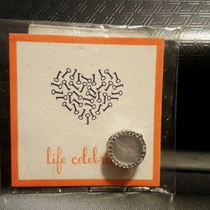 KEEP Collective silver pave Mother of Pearl disc