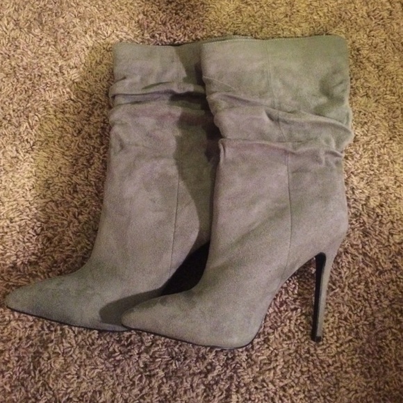 Grey stiletto heel boots