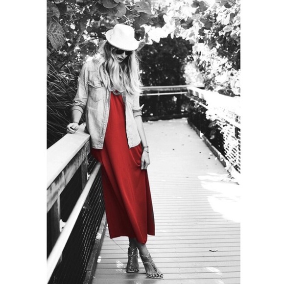 J. Crew Dresses & Skirts - j.crew red/maroon crepe slit back maxi dress