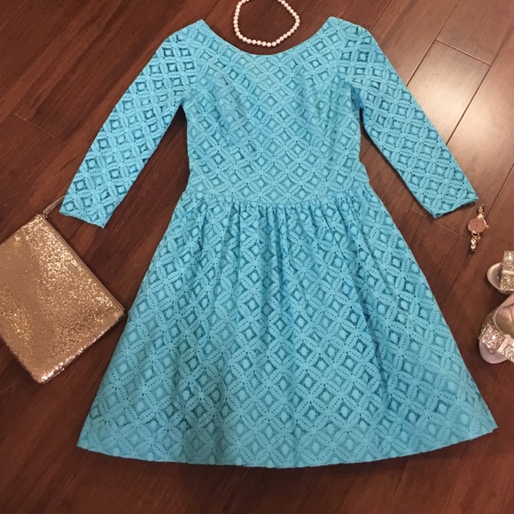 Lilly Pulitzer teal blue lace Lori dress sz 2