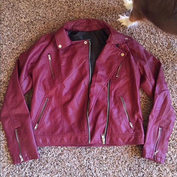 Oxblood Faux Leather Forever 21 Jacket