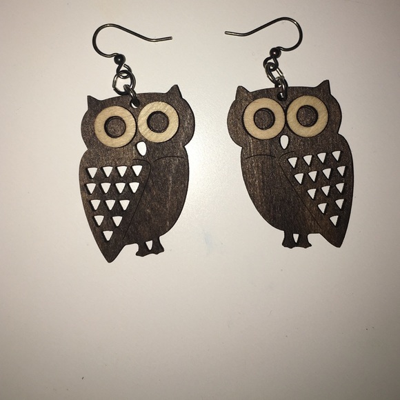 Wooden owl earrings