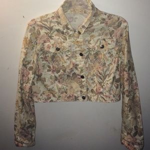 A flowery denim material jacket
