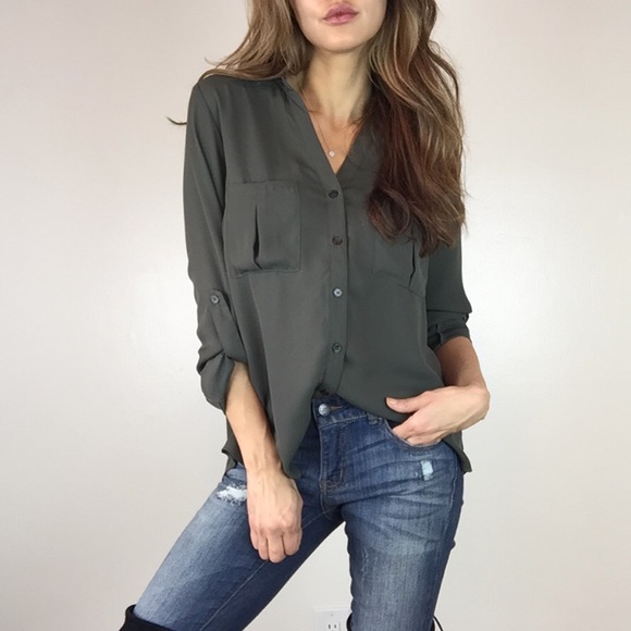 Boutique Tops - • Last Item • Classic Olive Blouse L