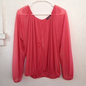 Long-sleeved see through top