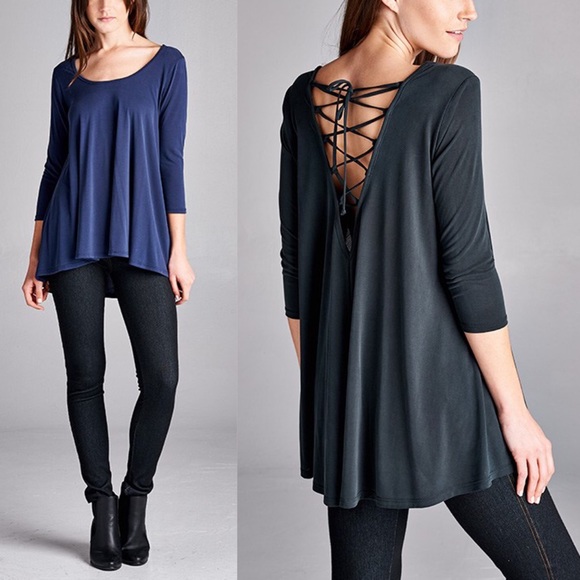 🚨1 HR SALE🚨CALLIE lace up back top - BLACK - Picture 2 of 2