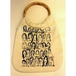 Canvas Printed Tote with Bamboo handles