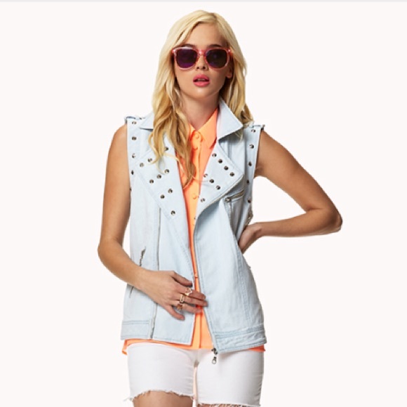 Studded Forever 21 Denim Vest