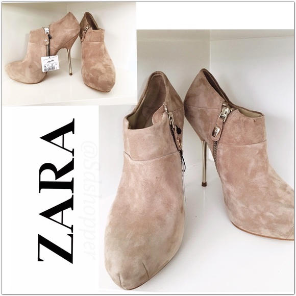Zara Shoes - Zara Beige Suede Booties