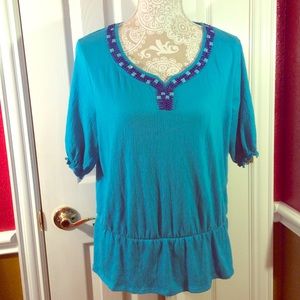 ⛵️Sale🌺Beautiful deep turq blue beaded top