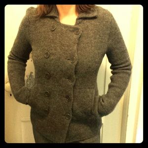 100% wool light weight Grey pea coat fall winter