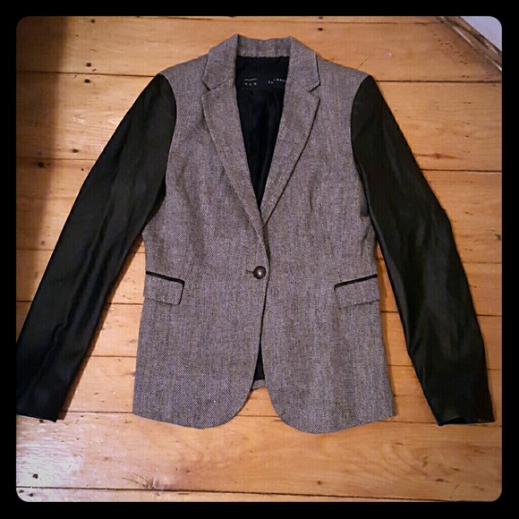 Zara leather and wool blazer
