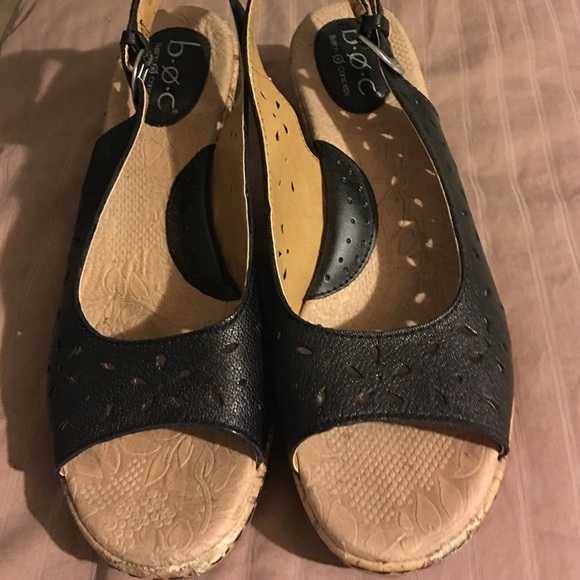 Size 9 cork platform black leather by BOC born