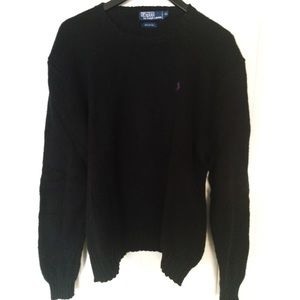 Men's Polo Black Thick Knit Sweater