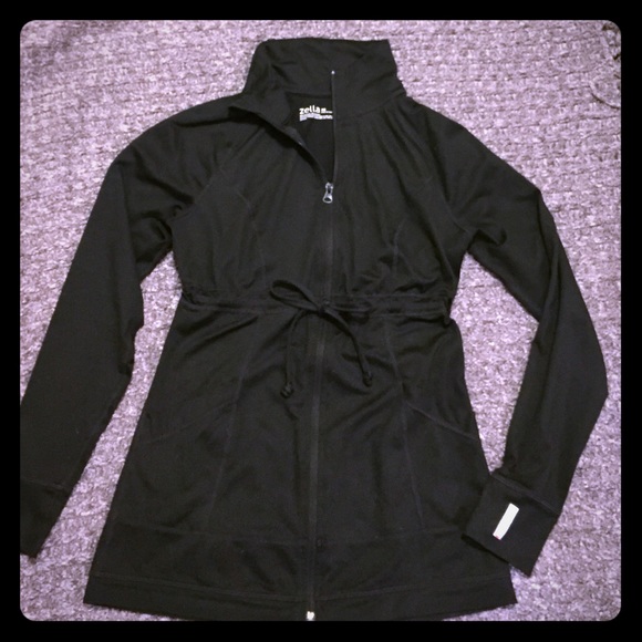 Zella xs Black zip up jacket w/ mesh details