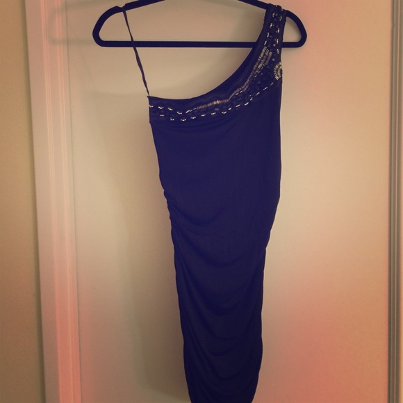 Black one shoulder mini dress