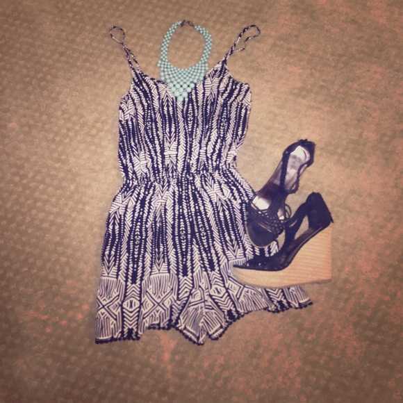 Black & white Aztec Print Romper