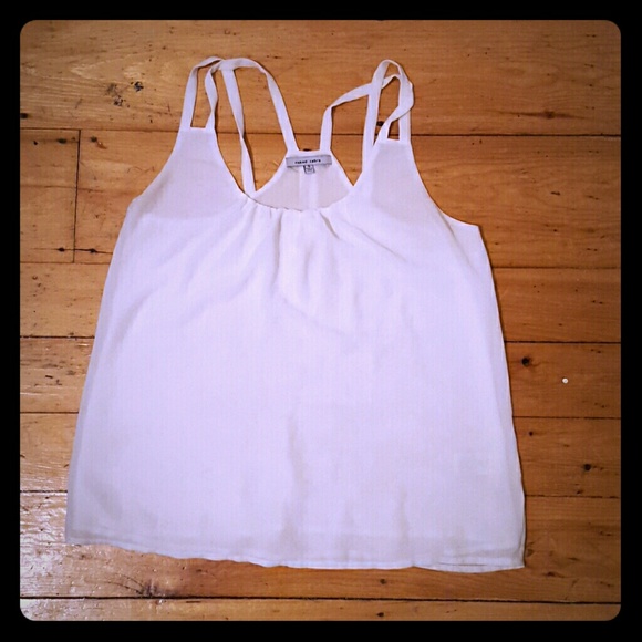 White tank top blouse with double straps