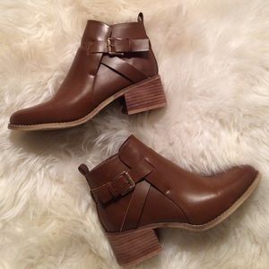 Cognac Faux Leather Boots