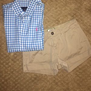 Pleated Khaki AE Shorts