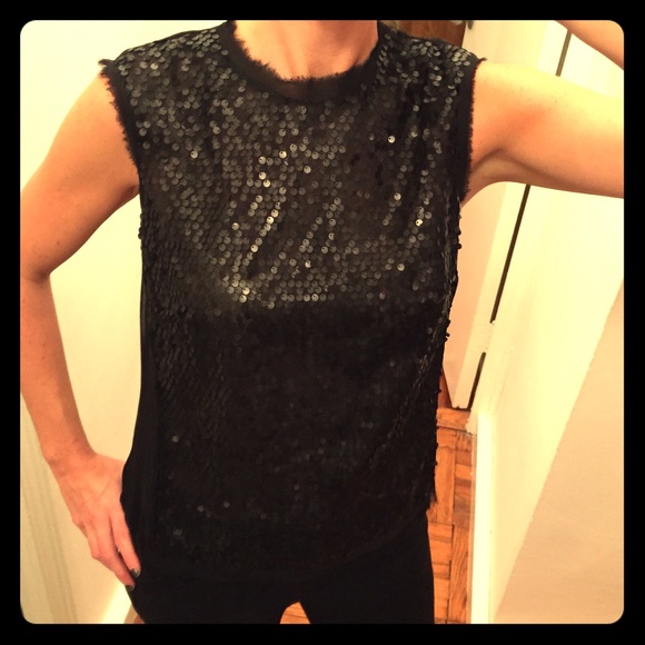 Nanette Lepore Sequin sleeveless black top Sz. 6