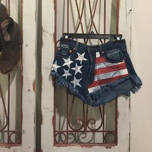 Daisy Duke American Flag Frayed Shorts (s)