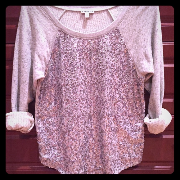 Express grey sequin sweatshirt