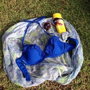 Blue halter swim top