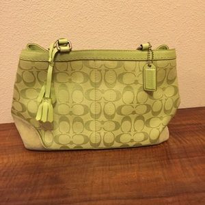 Coach lime green monogram bag