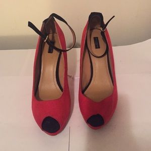Zara collection Red peep toe wedge