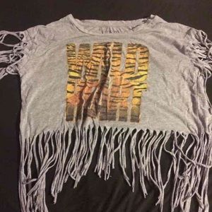 Wild heart fringed crop top shirt