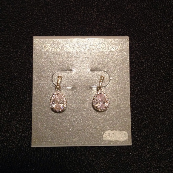 Silver Plated Cubic Zirconia Pear Drop Earrings